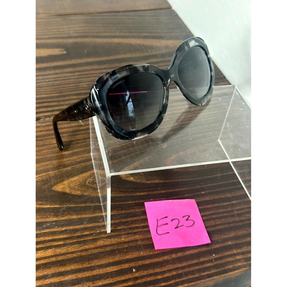 Chanel 5323 1492/S6 Women's Black Marble Sunglasses Oversized Butterfly Full Rim